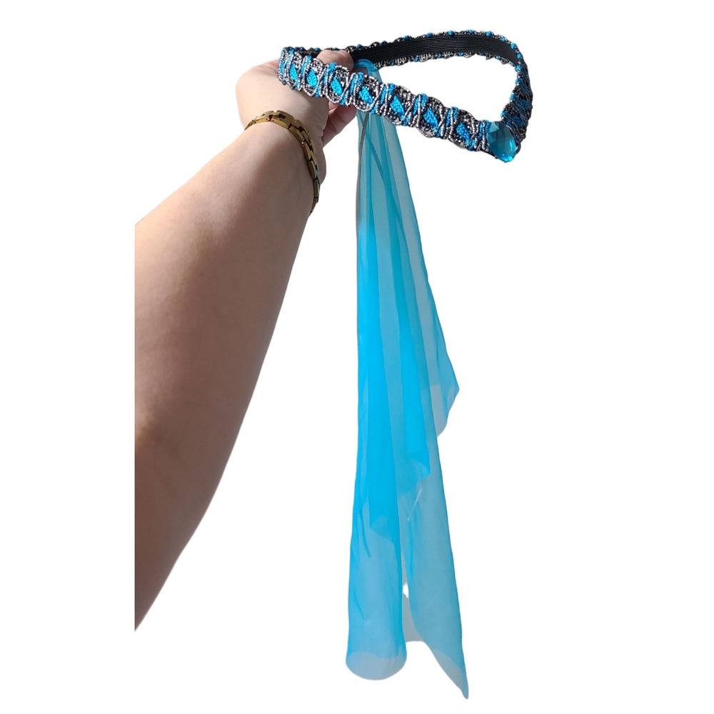Medieval Renaissance Faire Headpiece Blue Silver Braided Princess Costume Crown